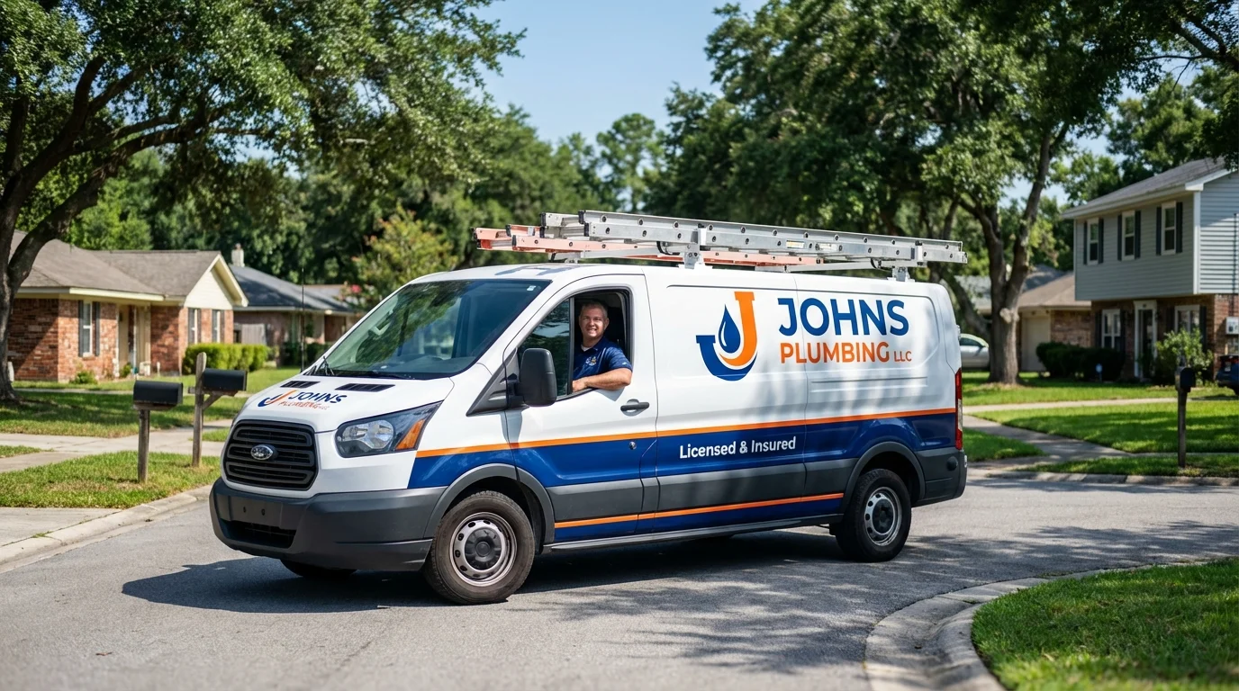 Johns Plumbing LLC service van in Beardstown, IL
