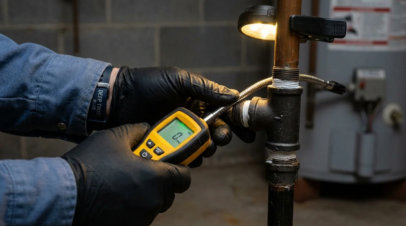Gas leak detection with electronic sniffer by Johns Plumbing LLC in Beardstown