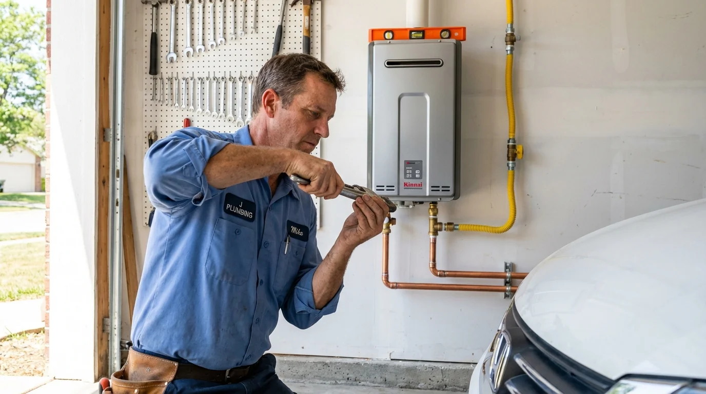 Tankless water heater installation by a Johns Plumbing LLC plumber in Beardstown